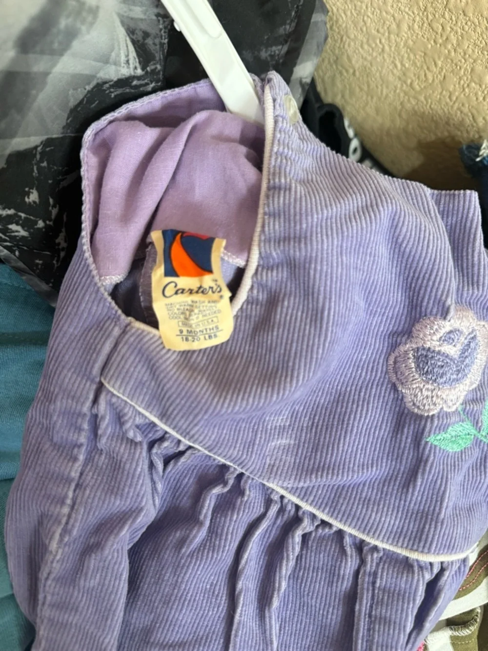 Vintage Carters Floral Corduroy Overalls-9months